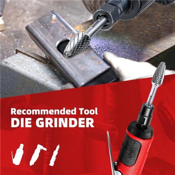 5PCS Tungsten Carbide Rotary Burr Set, SF-5 Double Cut Carbide Burr 1/4" Shank - Picture 6 of 8